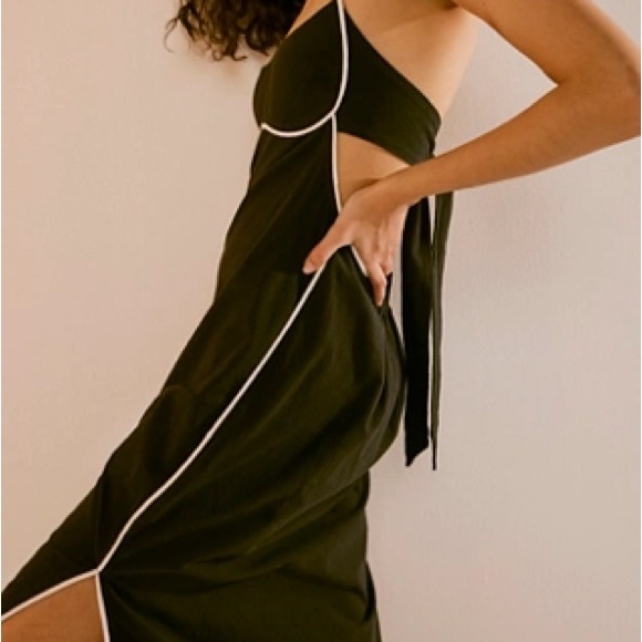 Free People Black Linen Midi Dress - Picture 1 of 5